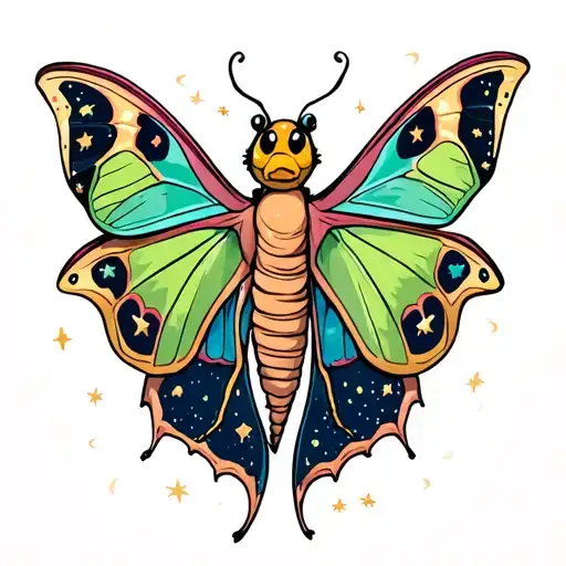 Luna Moth With Stars