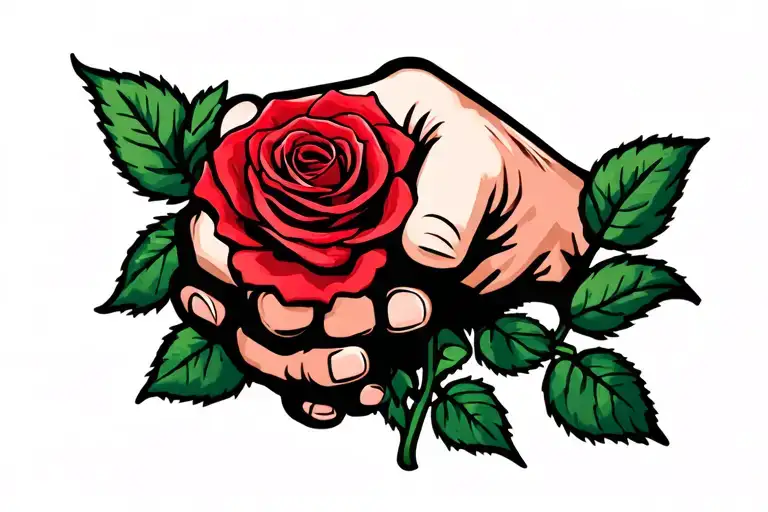 One Fist Holding A Red Rose