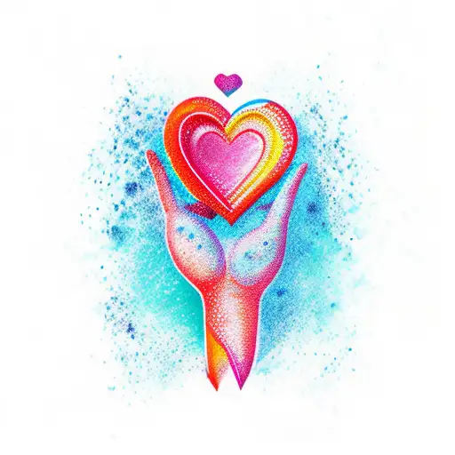 The Word 'Love' As A Colourful Ocean Themed Hand