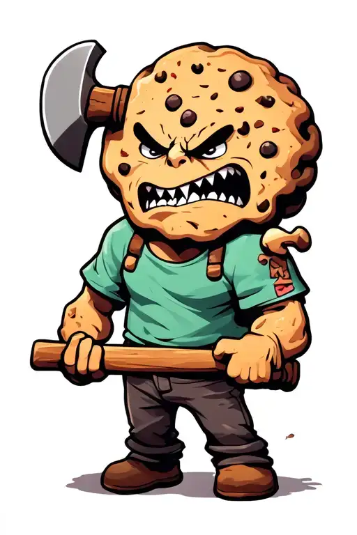 Cookie Angry Holding Axe