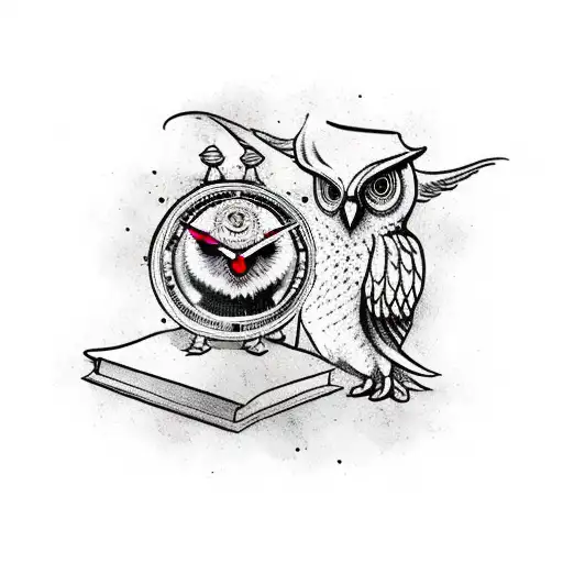 Plague Doctor With Owl And A Clock