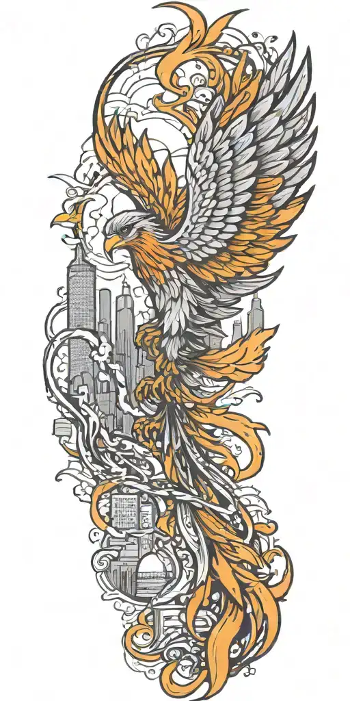 Phoenix Soaring With New York Skyline