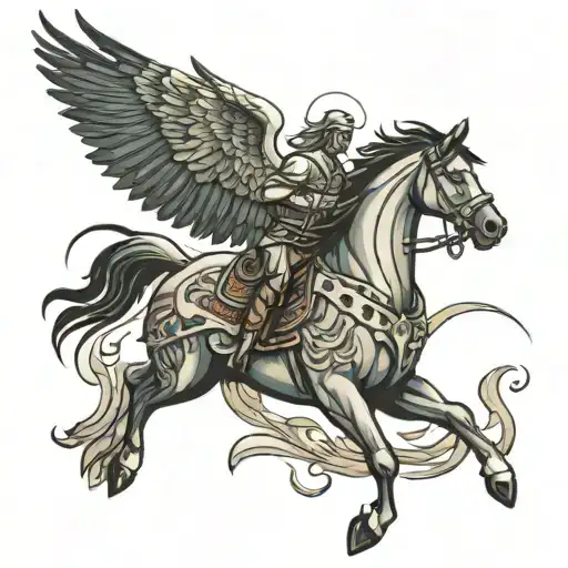 A Horse And Eagle Intertwined In A Dynamic And Artistic Design