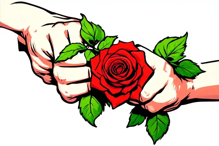 Fist Holding A Red Rose