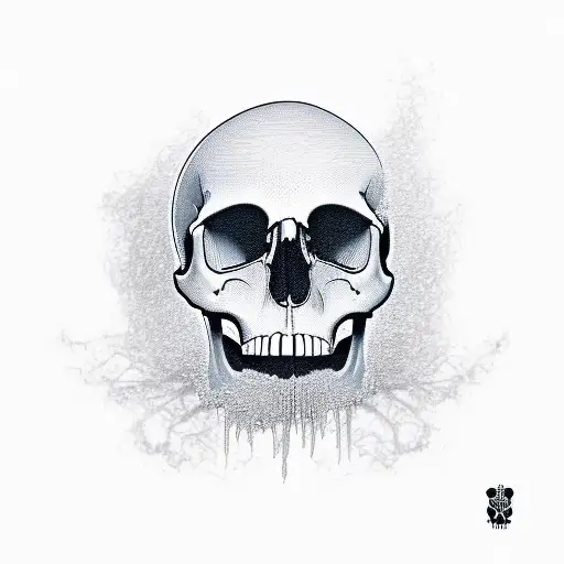 A Creeping Veil Looking At A Bloody Skull