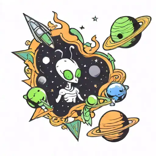 Alien Space Galaxy Stars Planets