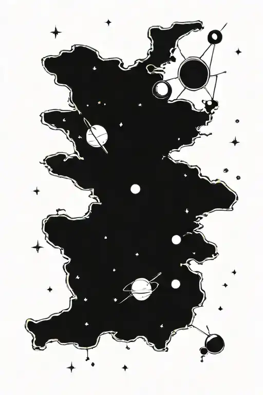 A Tattoo Of A Solar System Map With Constellations Representing Sagittarius