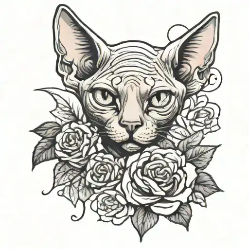 A Sphinx Cat With A Star In Its Forehead In Roses In Brando Chiesa Style
