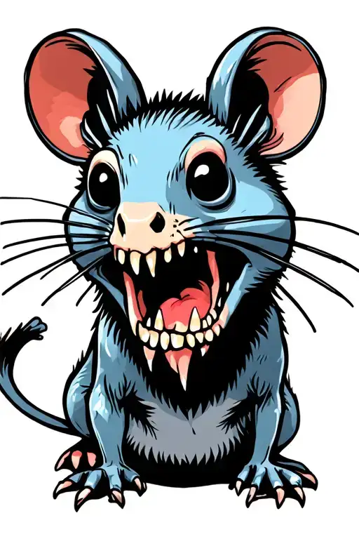 Cartoon Style Dead Rat With Bright Colors