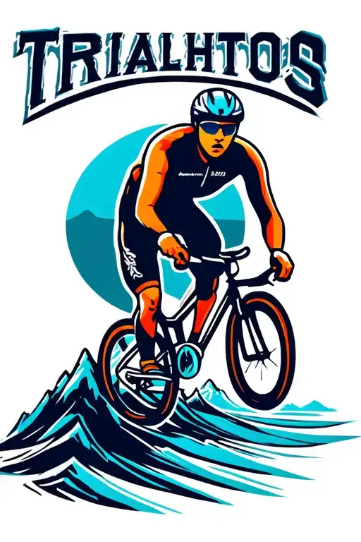 Mountain And Sea Landscape Logo Triathlon