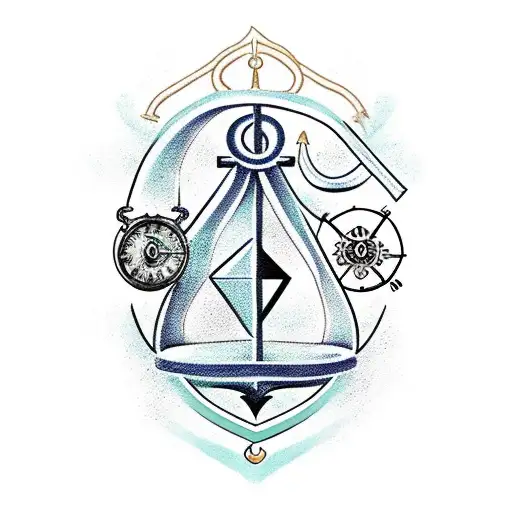 Broken Hourglass With Anchor And Compass Symbolizing Strength And Staying In The Now