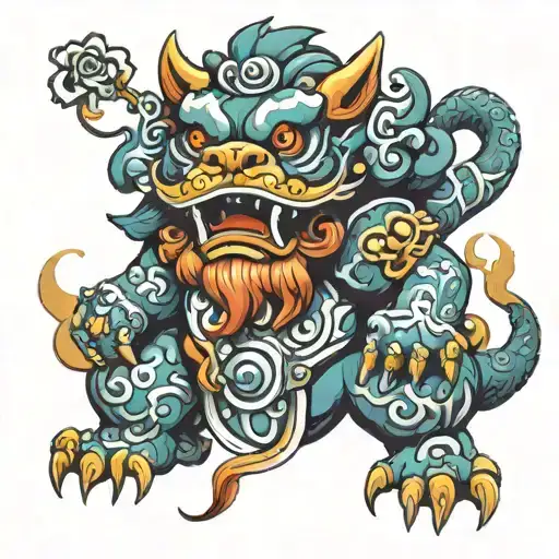 Foo Dog With Damura Doll