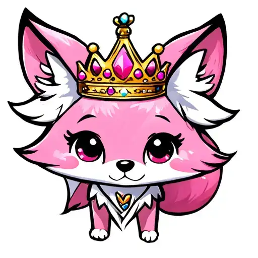 Cute Pink Fox With A Princess Crown