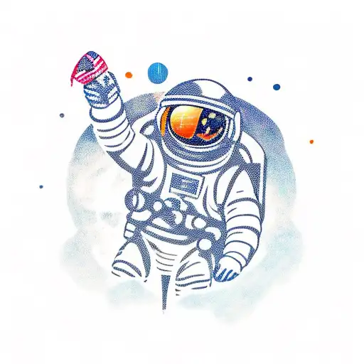 Astronaut In The Space Drinking Beer