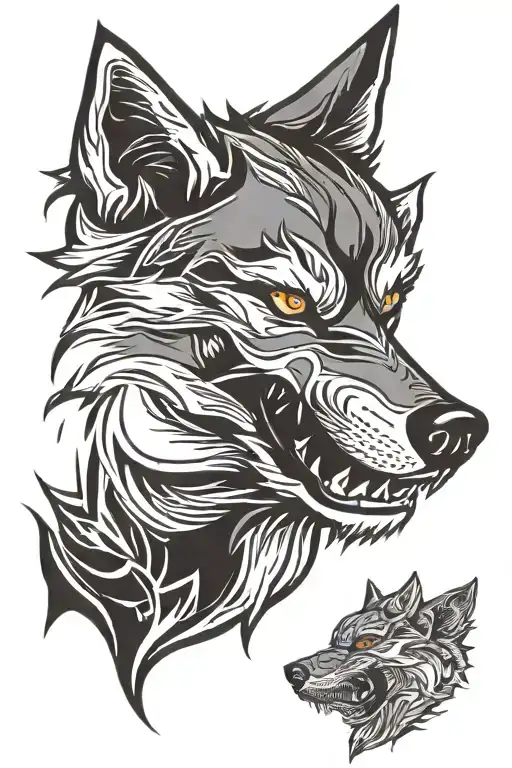 Scarred Wolf Head