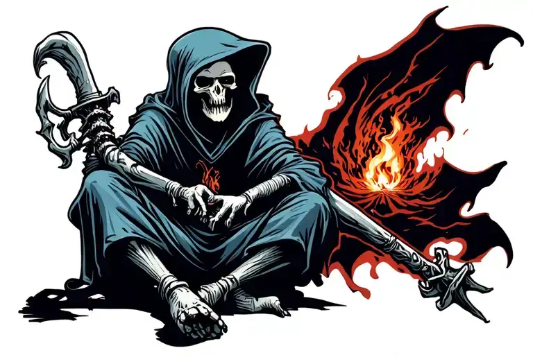 Cartoon Reaper Sitting