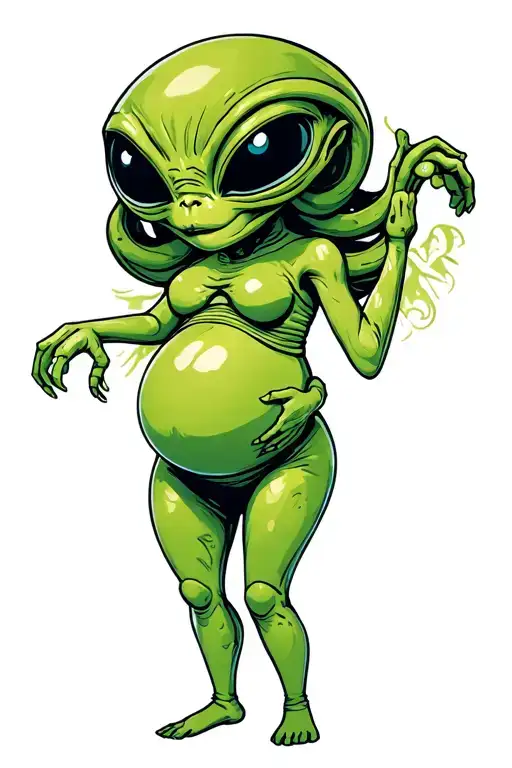 Pregnant Aliens Looking Forward Coiled