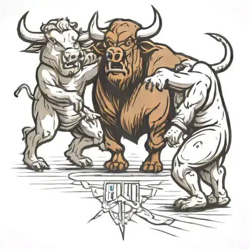 A Bull And Bear Facing Off In A Financial Duel
