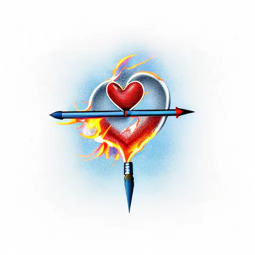 Flaming Heart With An Arrow