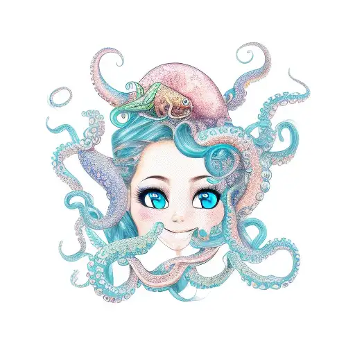 Mermaid With Octopus Tentacles For Hair And A Seashell Bra