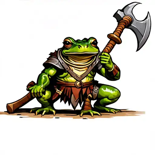 Fantasy Medieval Frog Warrior With An Axe