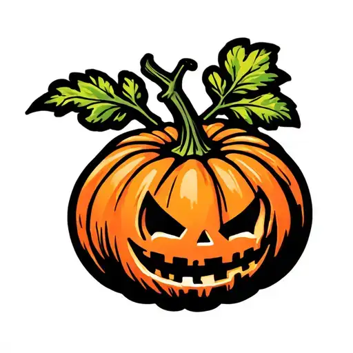 A Pumpkin Growing In A Field