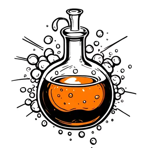A Bubbling Magical Potion Bottle In Black White And Orange