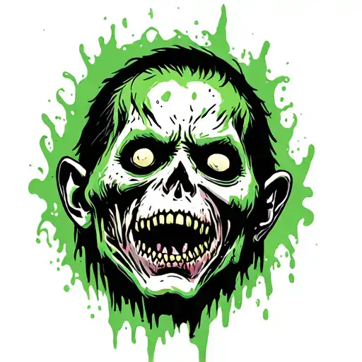 A Zombie In Black And White And Green