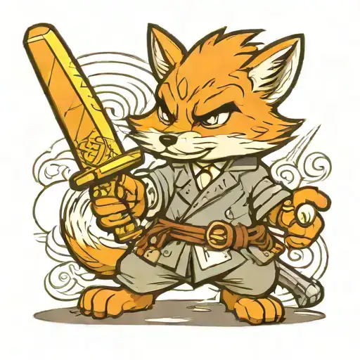 Yakuza Fox Holding A Katana