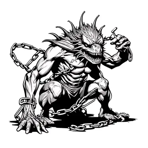 A Monster In Chains Black And White