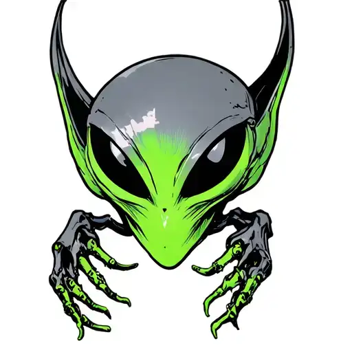 An Alien Black And Grey And Green
