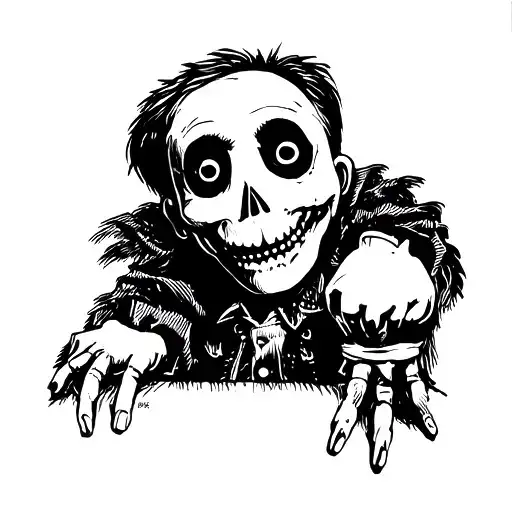 A Haunted Ventriloquist Dummy Black And White