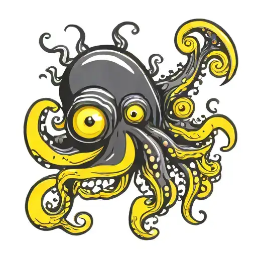 Black Squid With 3 Yellow Eyes