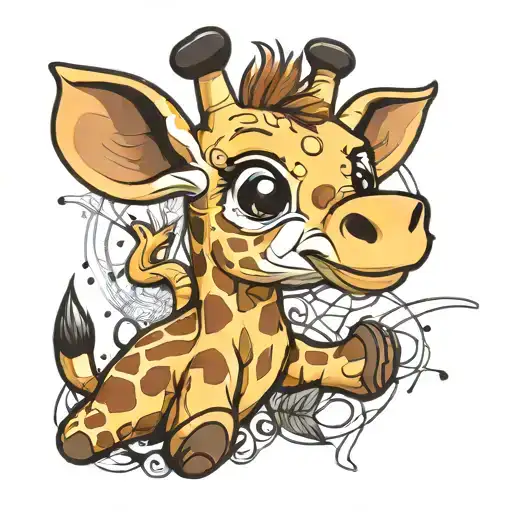 Cute Baby Giraffe Full Body