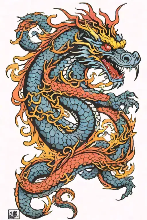 Combine Airbrushed Paintings And Black Line Art To Create A Unique Chinese Dragon Design
