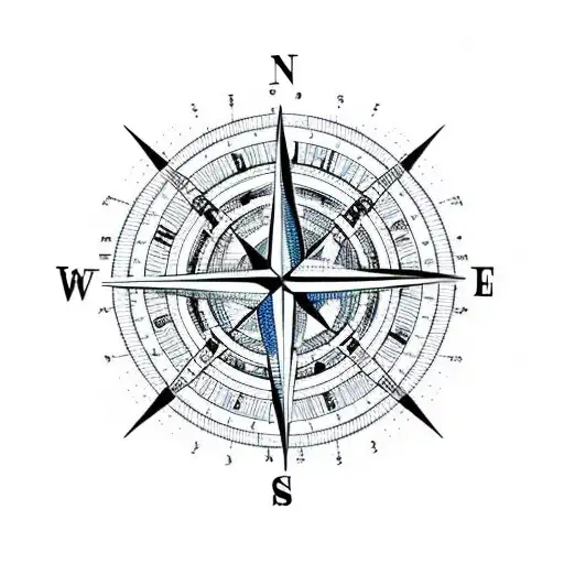 Compass With Mountains And Coordinates