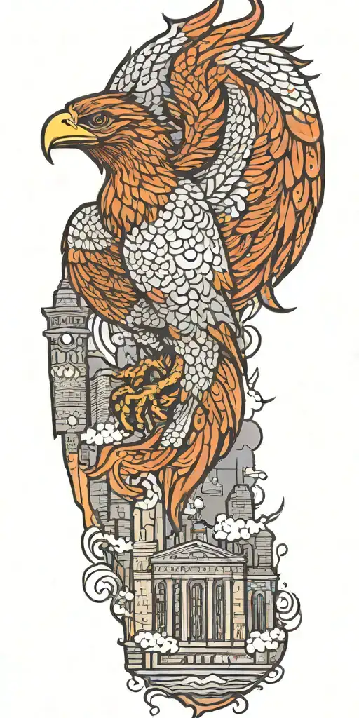 Phoenix Soaring With New York Skyline