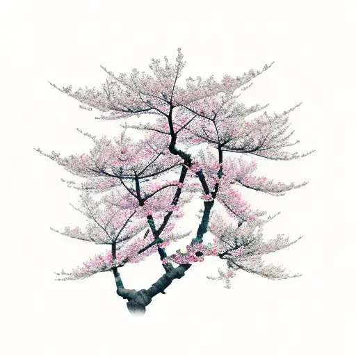 Japanese Sun And Cherry Blossom