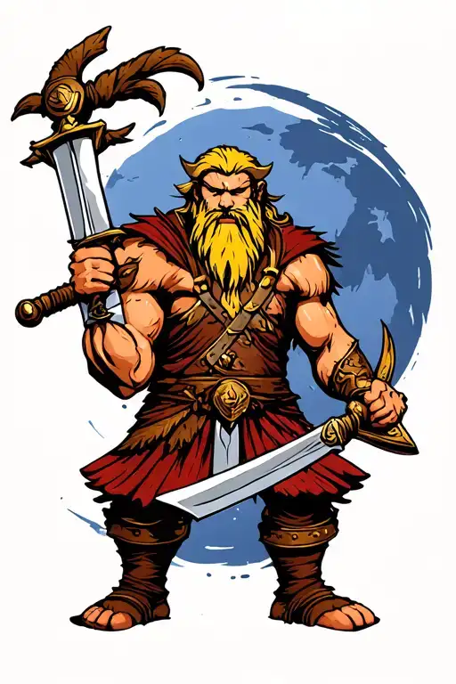Barbarian Holding A Sword
