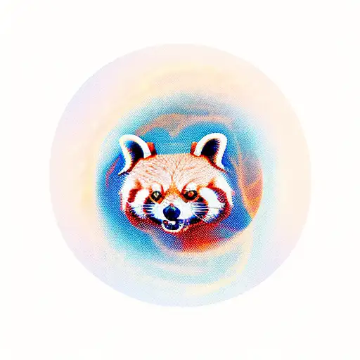 Red Panda On A Scooter Jumping Through A Ring Of Fire