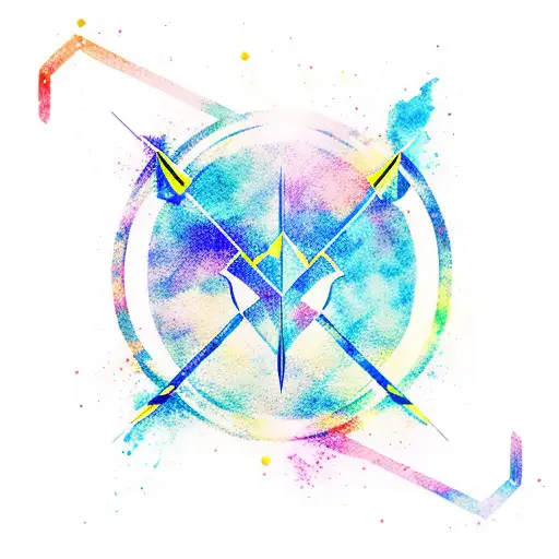 Sagittarius Arrow Minimalist With Water Color Effects