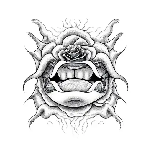 Rose Inside The Mouth Of A Dragon