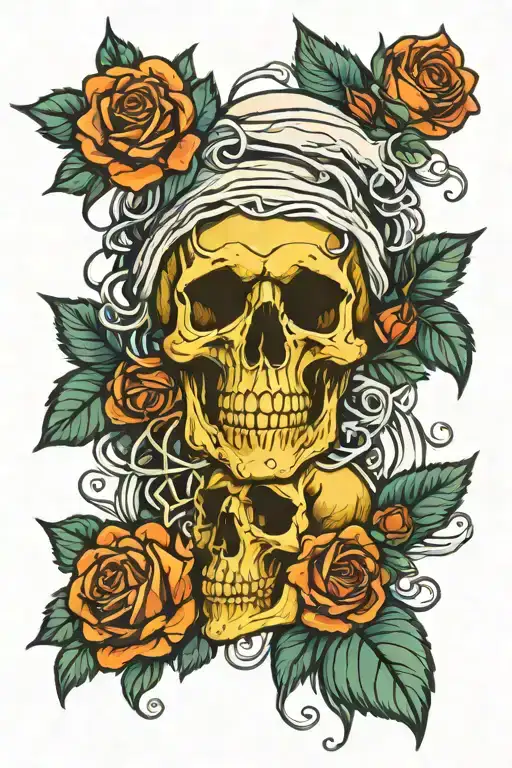 Skull And Roses Intertwined