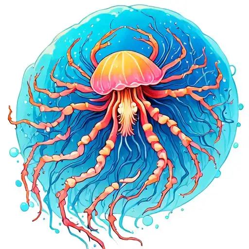 Jelly Fish With Accents Of Japanese Spider Lily Intertwined