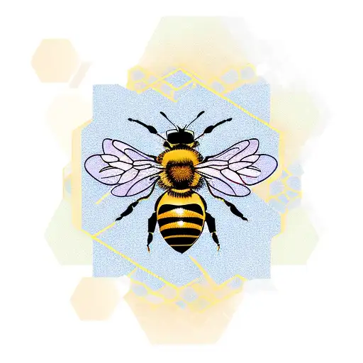 Honey Bee With Flowers Geometric