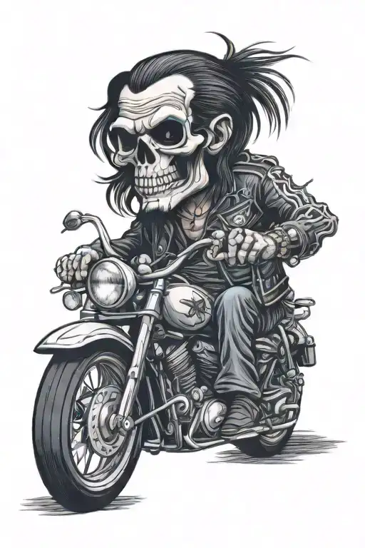 Lemmy Kilmister From Motorhead As A Skeleton With A Motorcycle