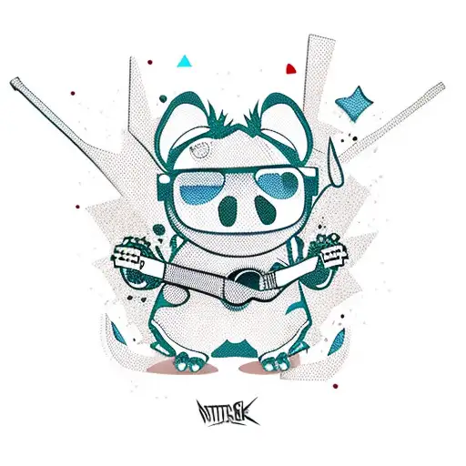 Stitch With Rock Guitar And Cool Sunglasses