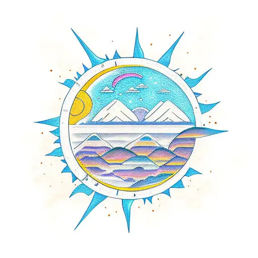 Mountain River Sun And Moon