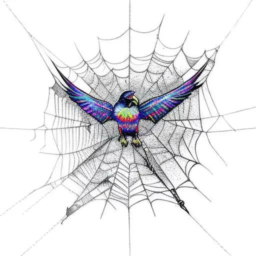 Raven With Spiderweb