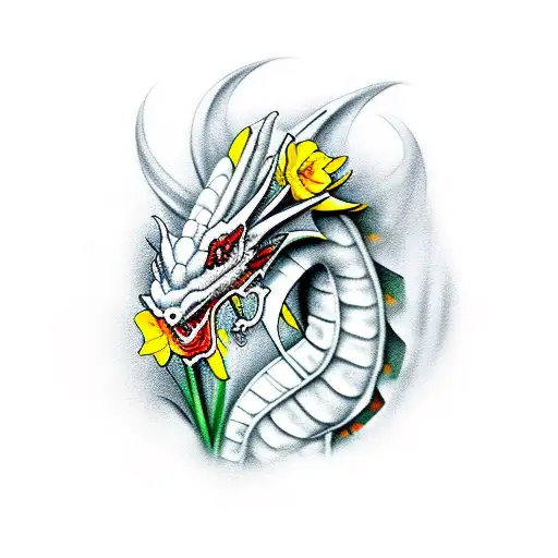 Welsh Dragon With Daffodil